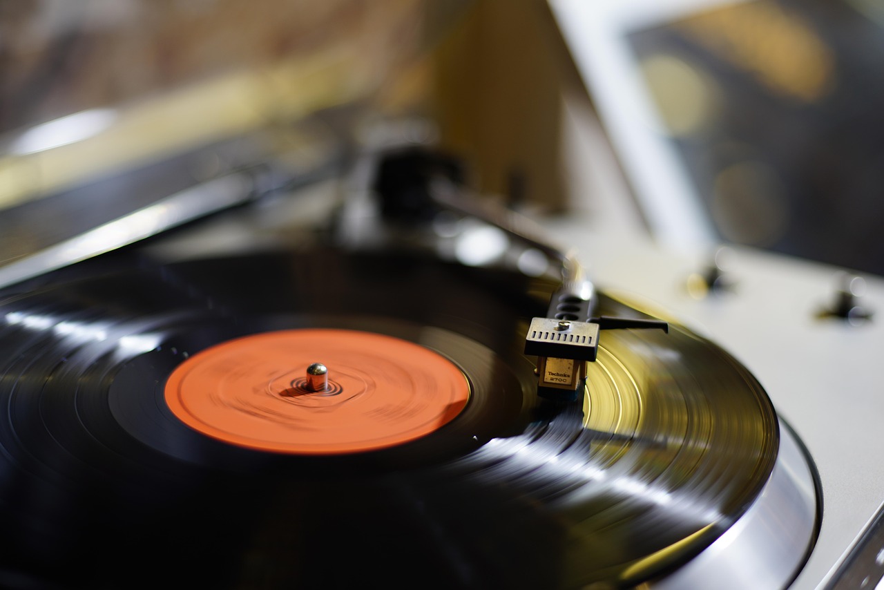 A vinyl on a record player